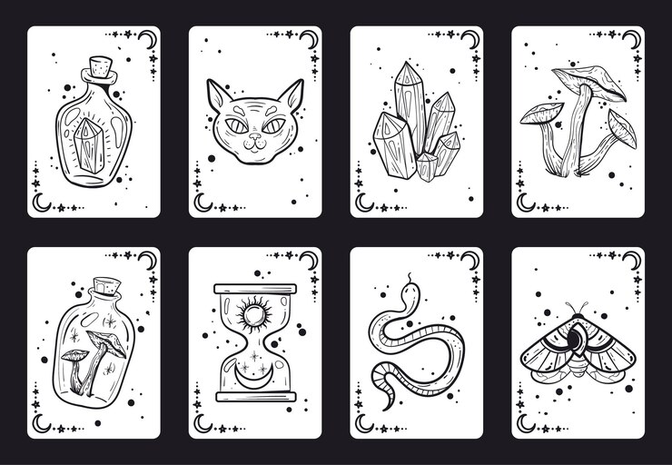 Vector cartas del tarot símbolo de astrología mágica bruja concepto de juego místico