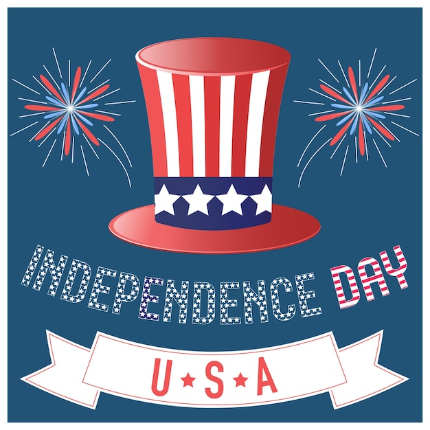Cartel del 4 de julio del día de la independencia de Estados Unidos con sombrero del tío sam