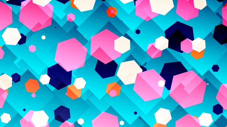 Vector cartel abstracto colorido con formas geométricas hexagonales banner geométrico