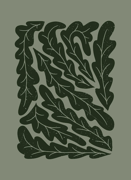 Cartel abstracto de grunge duotono con hojas