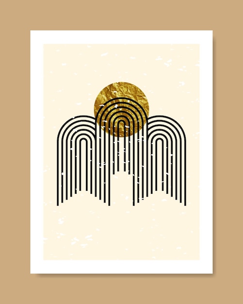 Cartel abstracto con líneas geométricas, formas y texturas
