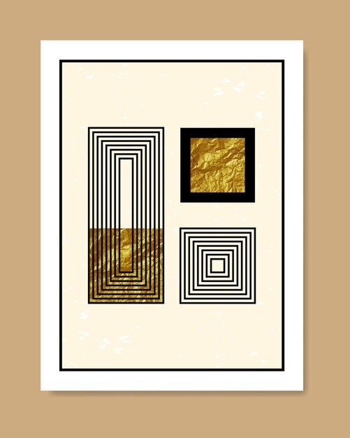 Cartel abstracto con líneas geométricas, formas y texturas
