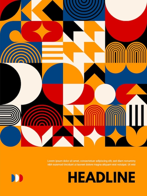 Cartel abstracto moderno patrón geométrico bauhaus