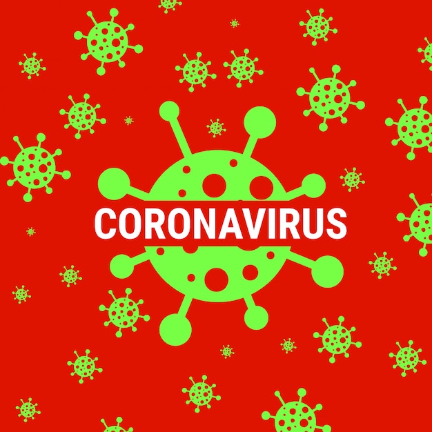 Cartel de advertencia de coronavirus rojo con el icono COVID 19