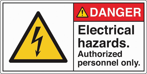 un cartel de advertencia que dice energía eléctrica y otra información