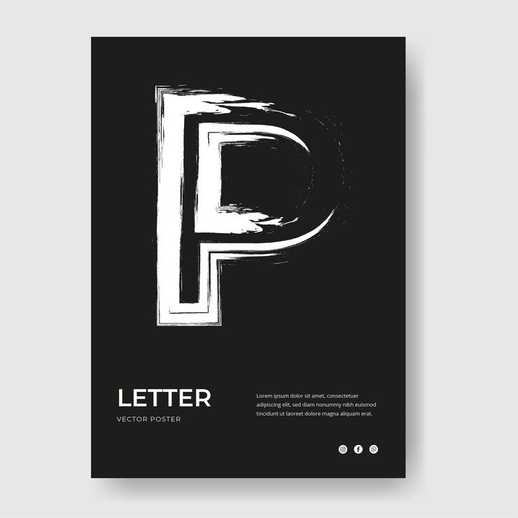 Vector cartel del alfabeto con líneas minimalistas