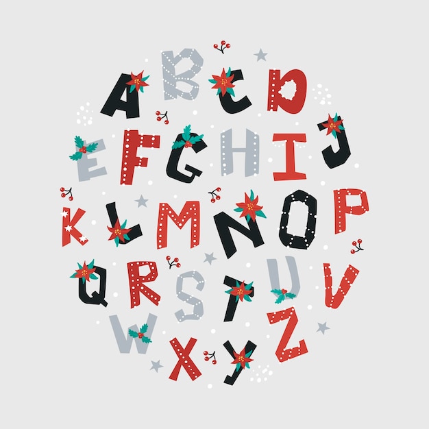 Cartel del alfabeto de navidad perfecto para tarjetas de navidad carteles de letras