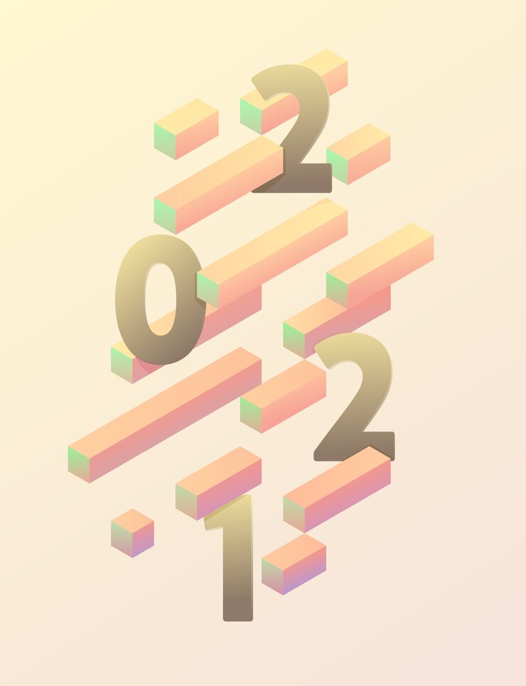 Vector cartel de año nuevo 2021. elemento de diseño isométrico colorido.