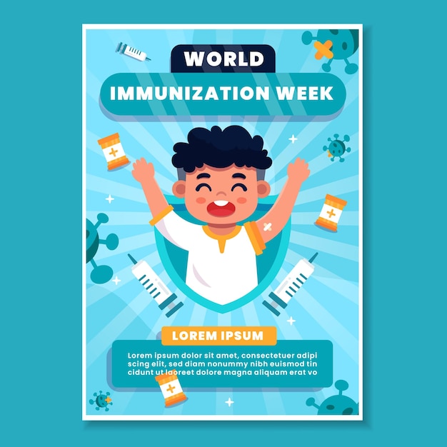 Vector cartel de anuncio de servicio público de inmunización