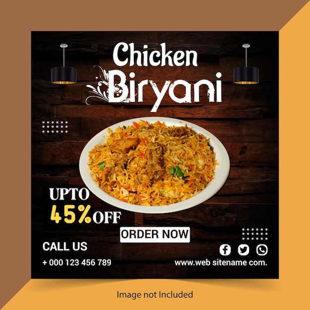 un cartel de arroz de pollo con un plato de arroz