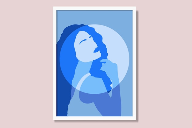 Cartel de arte de pared impreso femenino Moderno enmarcado impresiones de lienzo minimalistas Arte de ilustración vectorial