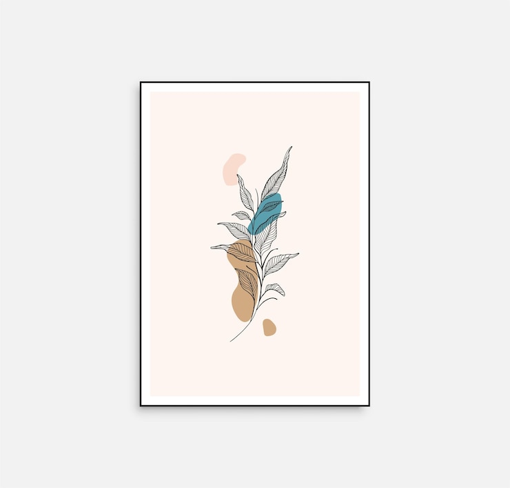 Vector cartel de arte de pared vectorial con formas abstractas dibujadas a mano elementos boho para decoración del hogar, impresión, etc.
