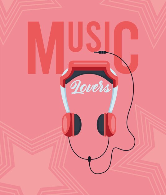 Vector cartel de auriculares para amantes de la música.