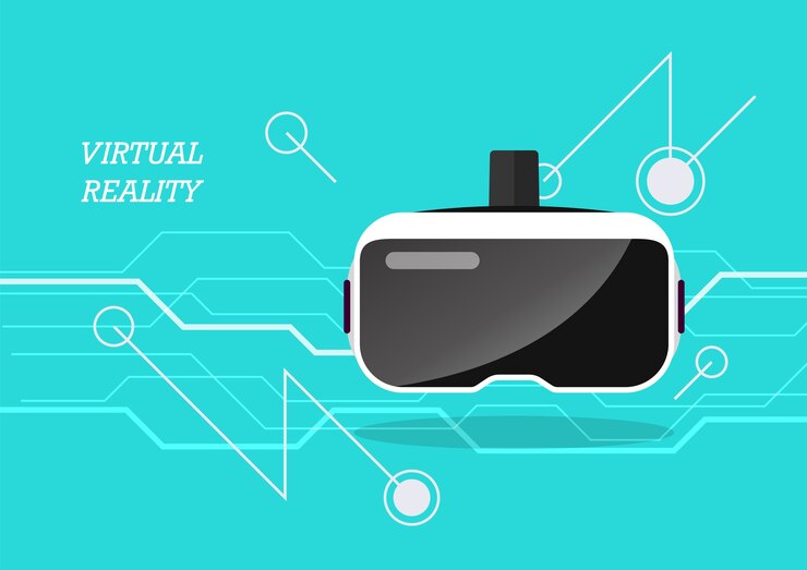 Vector cartel de auriculares de realidad virtual