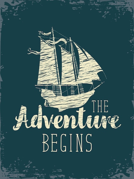 cartel de aventura en el mar