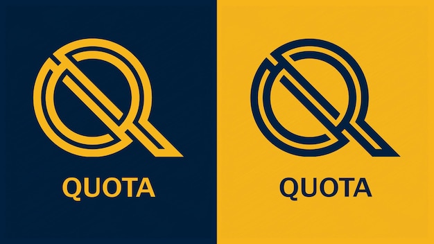 Vector un cartel azul y amarillo que dice cuota q lettring logo