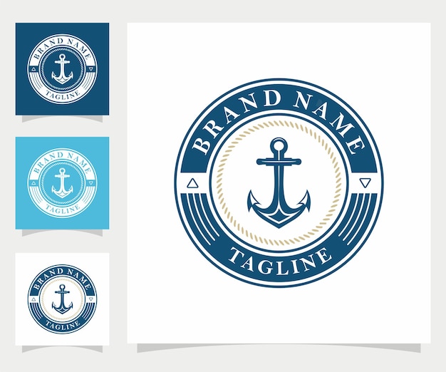 un cartel azul y blanco con un logotipo azul y blanco de un ancla