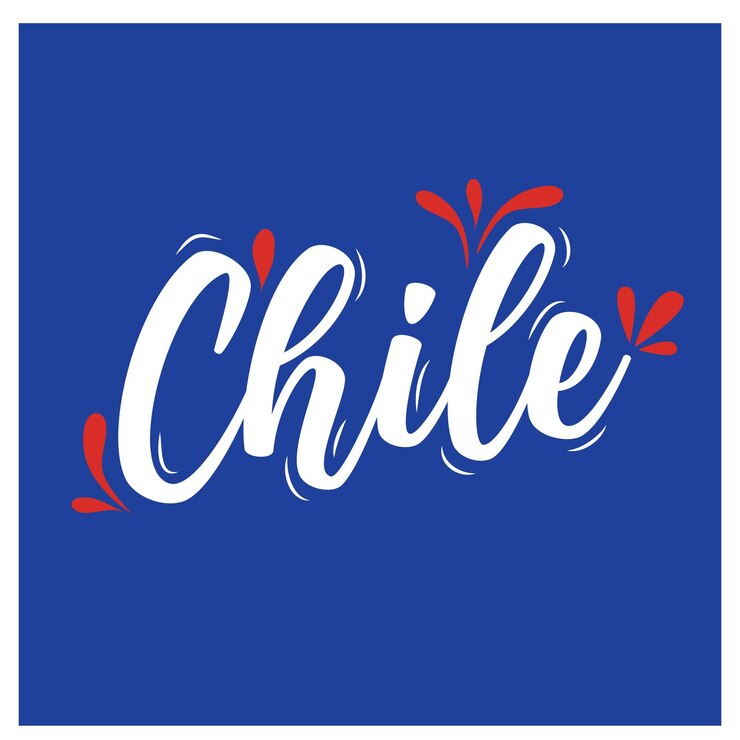 Vector un cartel azul y blanco con la palabra chile