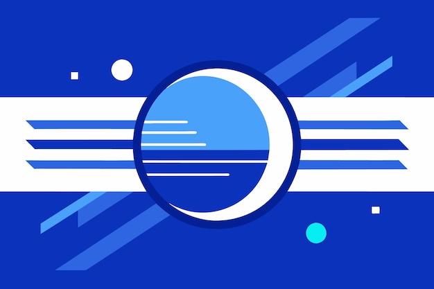 un cartel azul con fondo azul con un círculo azul y blanco y un fondo azul con azul