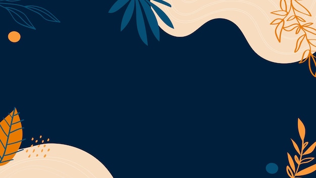 un cartel azul y negro con una flor azul en él fondo abstracto con patrón floral