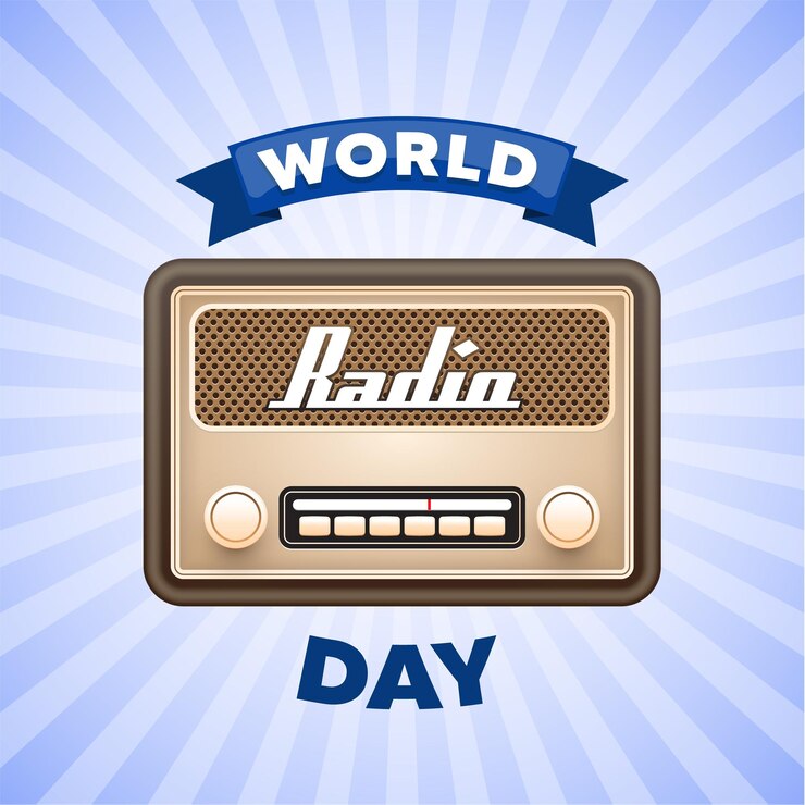 Vector cartel de la bandera del día mundial de la radio ilustración vectorial