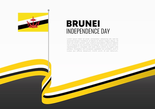 Cartel de la bandera del fondo del día de la independencia de Brunei para la celebración el 23 de febrero