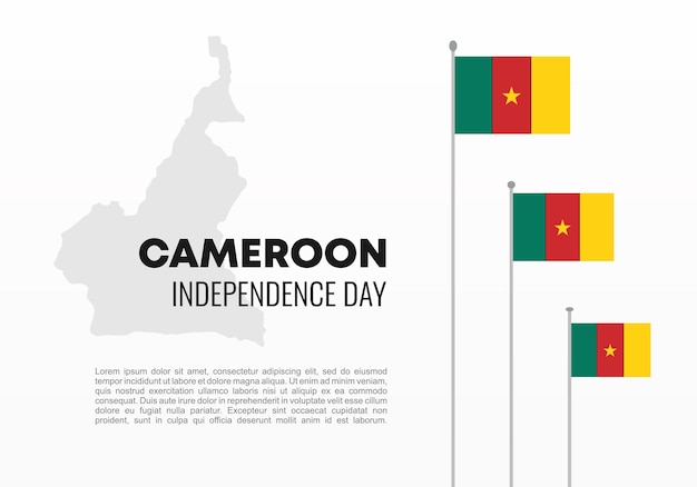 Cartel de la bandera del fondo del día de la independencia de camerún para la celebración el 1 de enero
