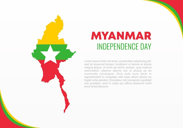Cartel de la bandera del fondo del día de la independencia de Myanmar para la celebración el 4 de enero