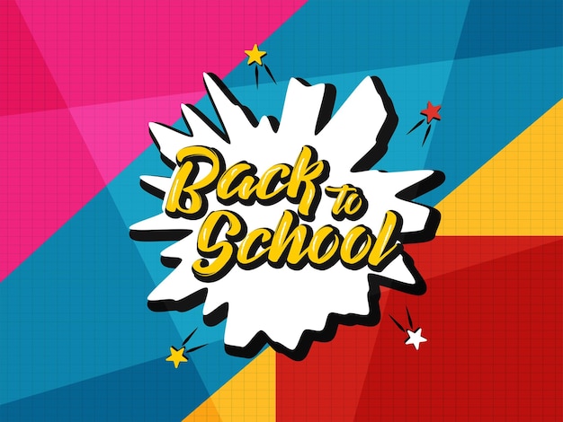 Cartel de banner de arte pop de regreso a la escuela e ilustración de vector de diseño de encabezado web