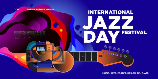 Cartel y banner del día internacional del jazz.