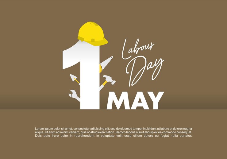 Cartel de banner de fondo del día del trabajo el 1 de mayo
