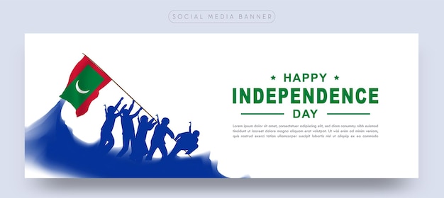 Cartel de banner de redes sociales del día de la independencia de celebración de maldivas