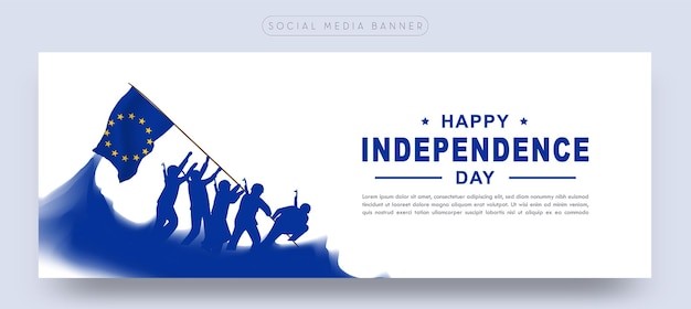Cartel de banner de redes sociales del día de la independencia de celebración de la unión europea