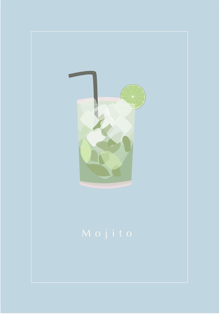 Un cartel para un bar llamado Mojito Ilustración vectorial Ilustración de vector de cóctel
