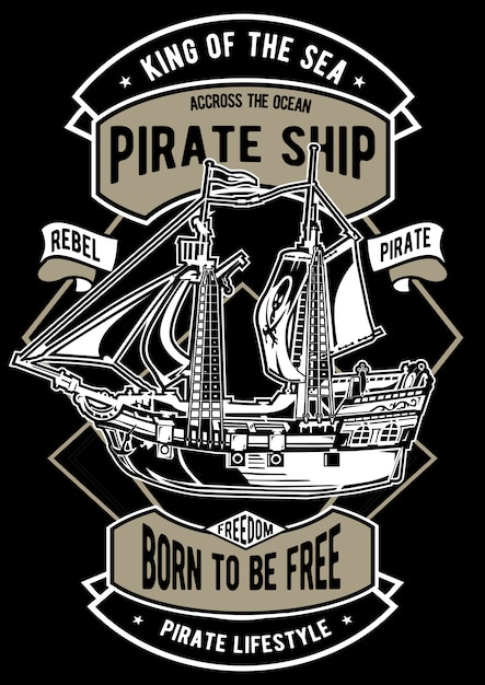 Cartel de barco pirata