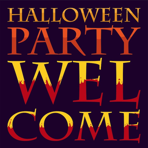 Cartel de bienvenida para la fiesta de Halloween con un cartel decorado con un diseño sangriento