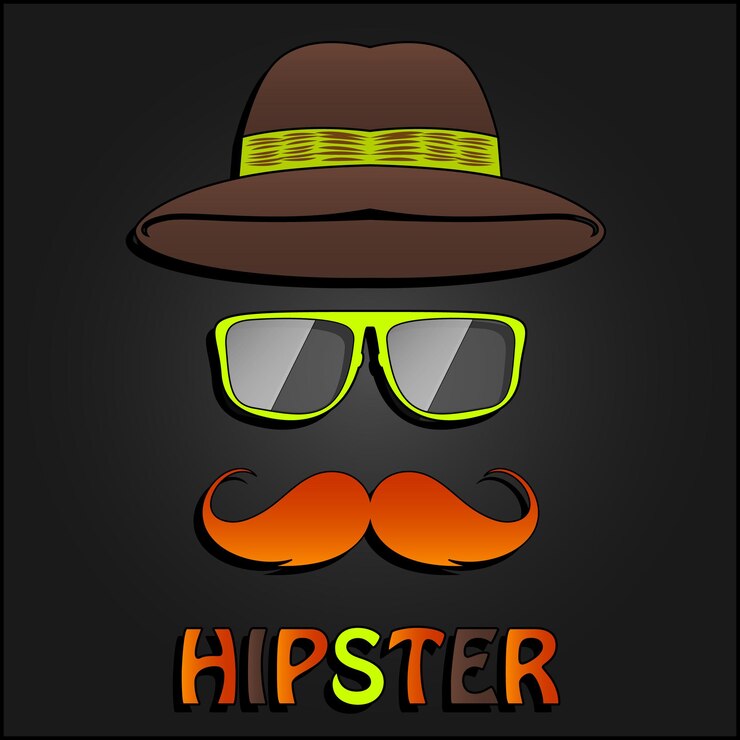 Vector cartel de bigote, gafas y sombrero retro hipster.