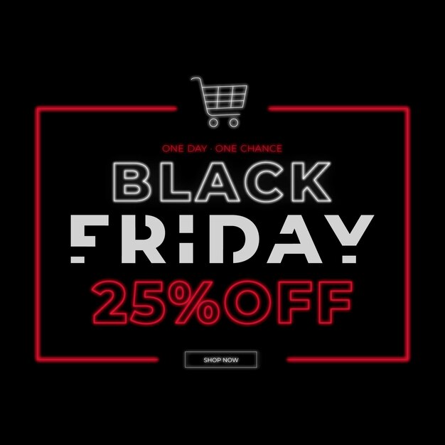 Cartel de black friday con estilo neón