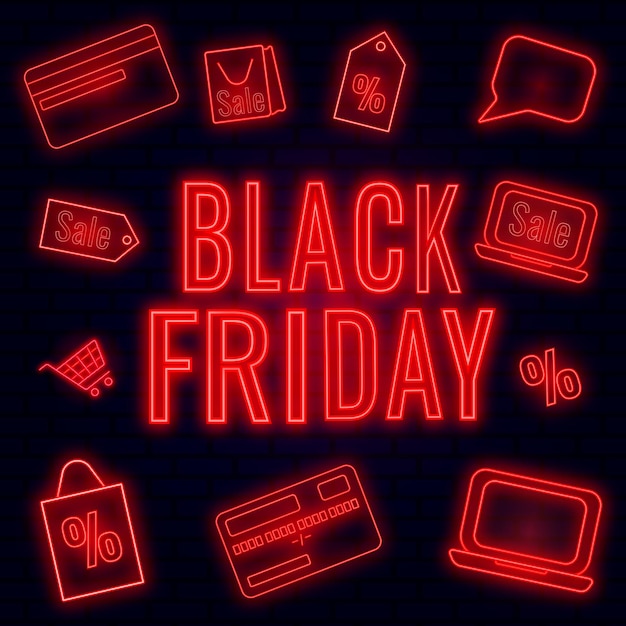 Cartel de black friday con estilo neón