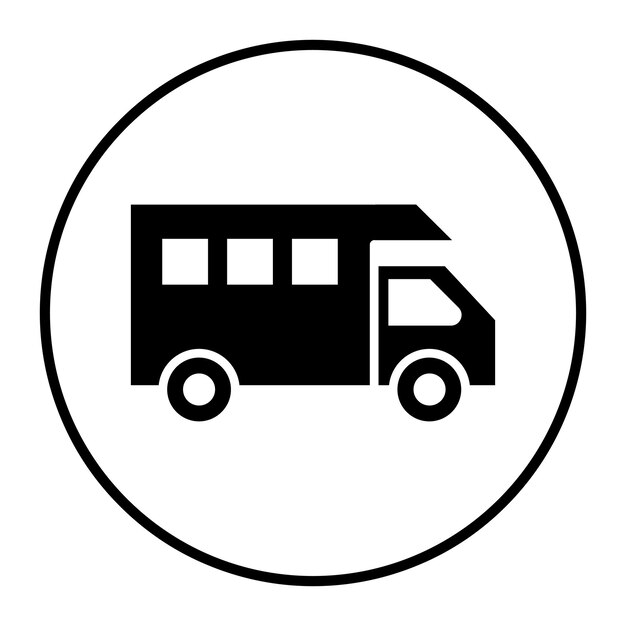 un cartel blanco y negro que dice un autobús en él