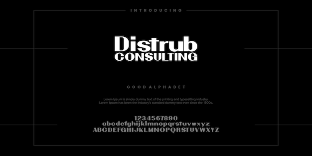 Un cartel en blanco y negro que dice distrub consulting fuente vectorial ilustraciones vector