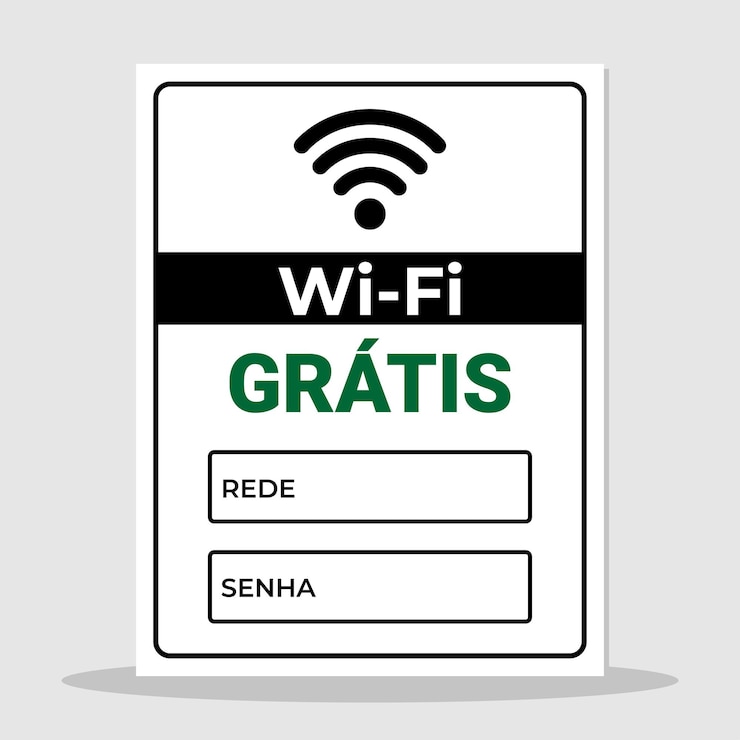 Vector un cartel blanco y negro que dice wifi gratuito en portugués