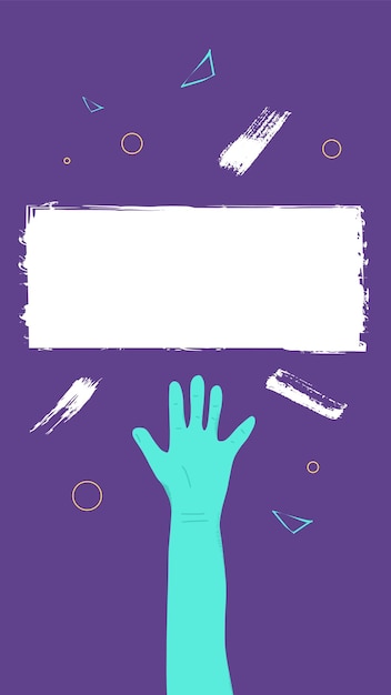 Un cartel en blanco con una pancarta de color vectorial a mano