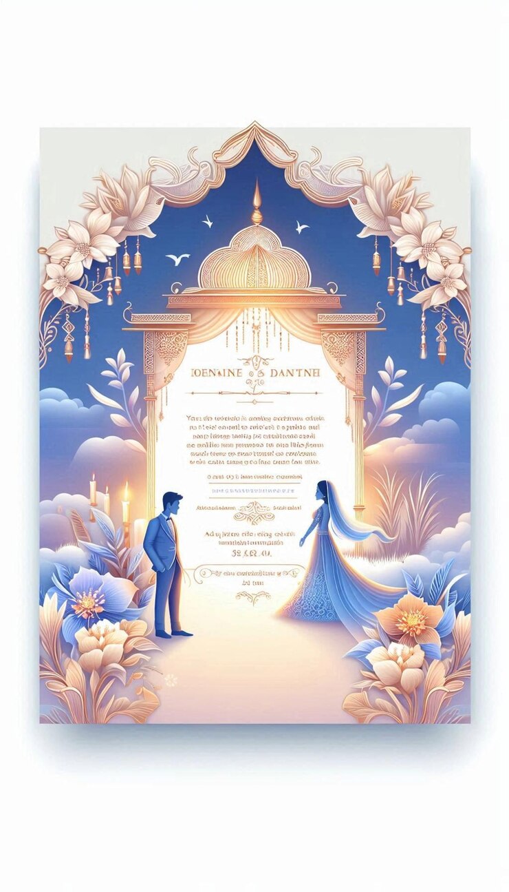 un cartel para una boda con una pareja en él