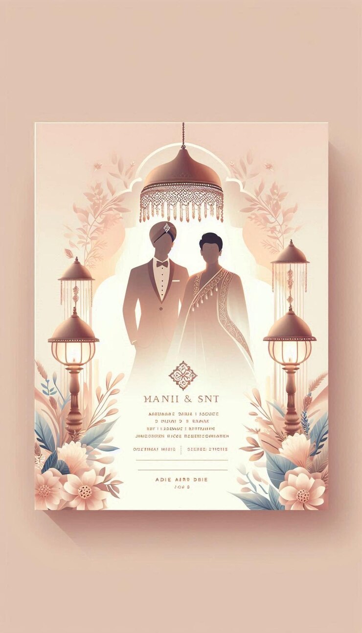 un cartel para una boda con una pareja en él