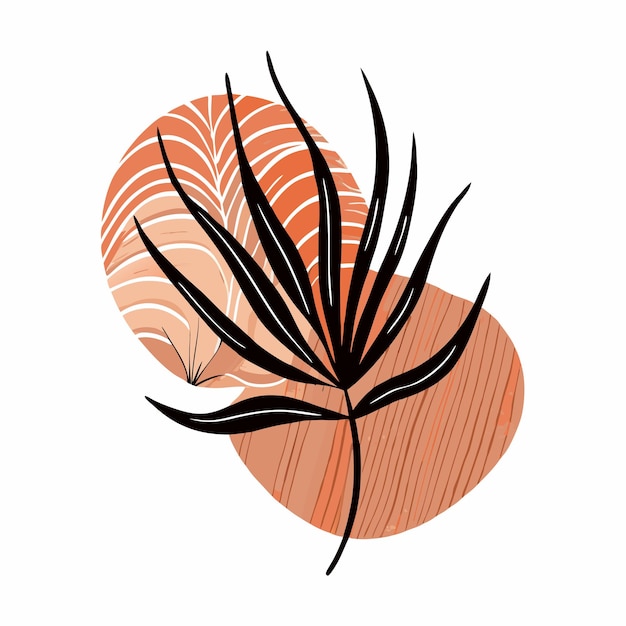Cartel boho abstracto con hojas, flores y formas orgánicas, ilustración vectorial con hojas 14