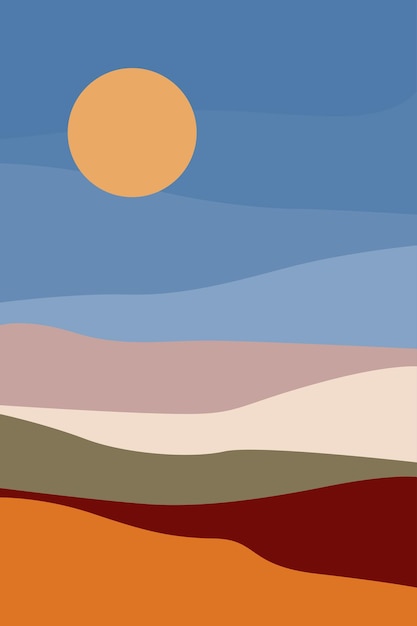 Vector cartel de boho de elemento de forma de onda de terra paisaje