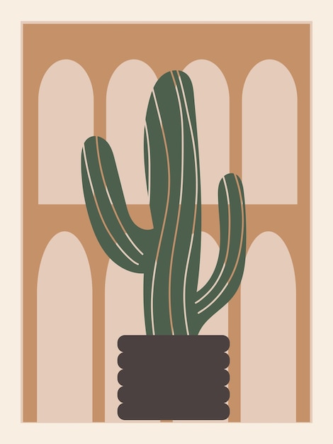 Cartel botánico abstracto Fondo de naturaleza contemporánea decoración de pared boho estética bohemia