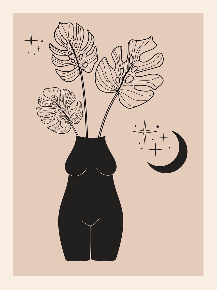 Vector cartel botánico abstracto fondo de naturaleza contemporánea decoración de pared boho estética bohemia