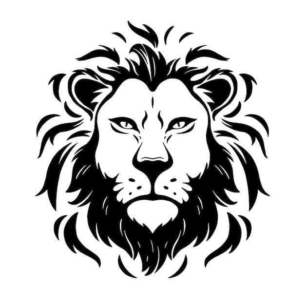cartel de la cabeza del león masculino blanco y negro mejor para las camisetas del tatuaje